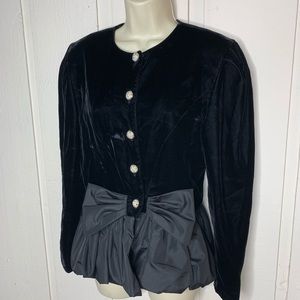 Vintage Women’s Velvet Evening Jacket with Bow and Buttons